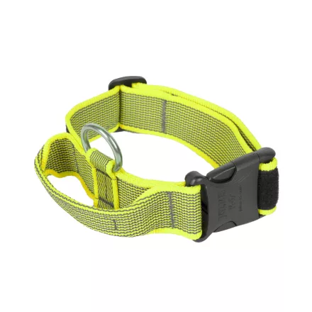 IDC Color&Gray 40 mm széles nyakörv fogóval és cserélhető felirattal, UV sárga