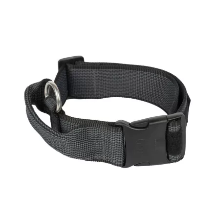IDC Color&Gray 50 mm széles nyakörv fogóval és cserélhető felirattal, fekete
