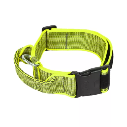 IDC Color&Gray 50 mm széles nyakörv fogóval és cserélhető felirattal, UV sárga