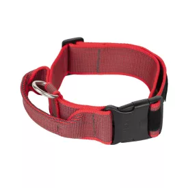   IDC Color&Gray 50 mm széles nyakörv fogóval és cserélhető felirattal, piros
