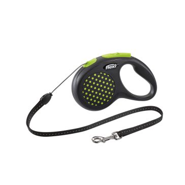   Flexi Design "S" zsinóros automata póráz - zöld, 5 méter