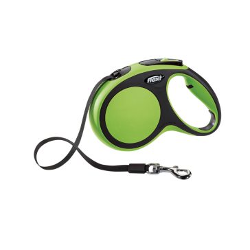   Flexi new comfort  "M" szalagos automata póráz - zöld, 5 méter
