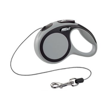   Flexi new comfort  "M" zsinóros automata póráz - szürke, 5 méter