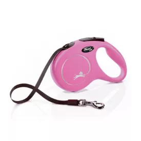   Flexi New Classic "M" szalagos automata póráz - pink, 5 méter