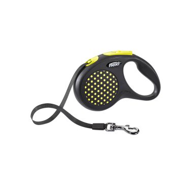   Flexi Design "M" szalagos automata póráz - sárga, 5 méter