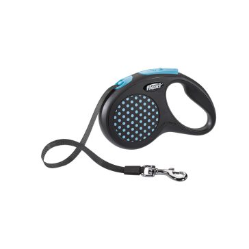   Flexi Design "M" szalagos automata póráz - kék, 5 méter