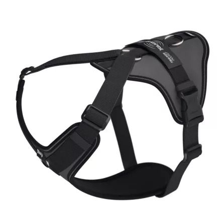 JK9 Longwalk Light kutyahám okoseszköz-tartó hámfelirattal, antrazit, méret: 2XL