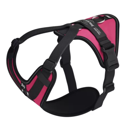 JK9 Longwalk Light kutyahám okoseszköz-tartó hámfelirattal, sötét pink, méret: M