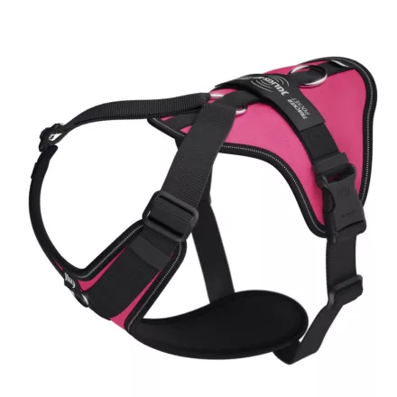 JK9 Longwalk Light kutyahám okoseszköz-tartó hámfelirattal, sötét pink, méret: XL